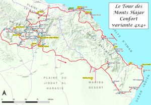 Carte du circuit Le Tour des Monts Hajar - Confort - variante 4x4+