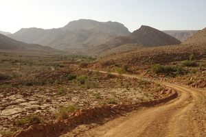 Piste sur le plateau du Jebel bani Jabir, dans le Hajar Oriental.