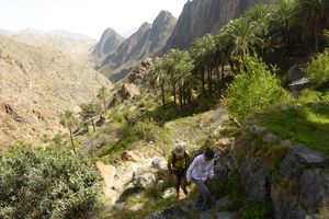 Hiking in the Wadi bani Awf in Oman.