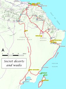 Map of the tour Secret deserts and wadis