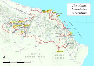 Map of the tour The Hajar Mountains Adventure