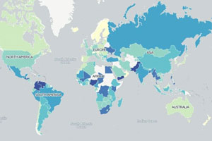World map showing the safety level of each country, according to the World Economic Forum.